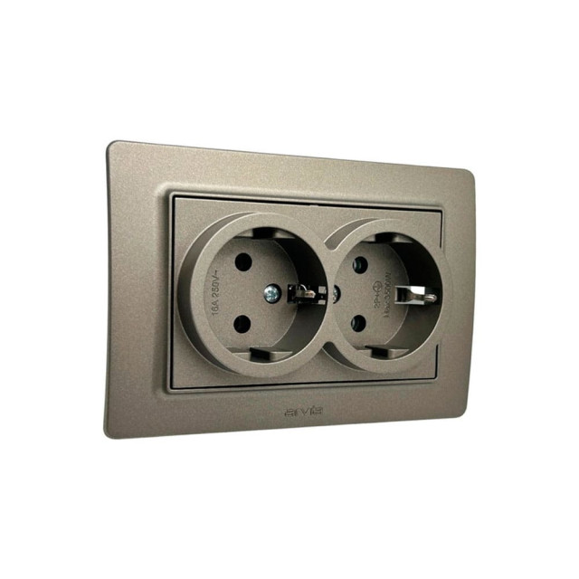 Розетка Arvia Electric Mikra 22 06 2000 908 2 места без заземления антрацит