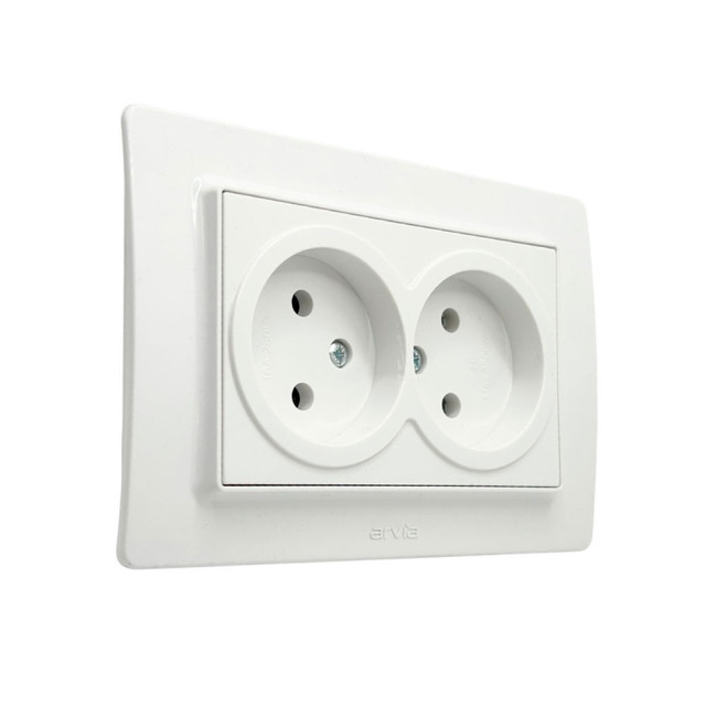 Розетка Arvia Electric Mikra 22 01 1000 908 2 места без заземления белая