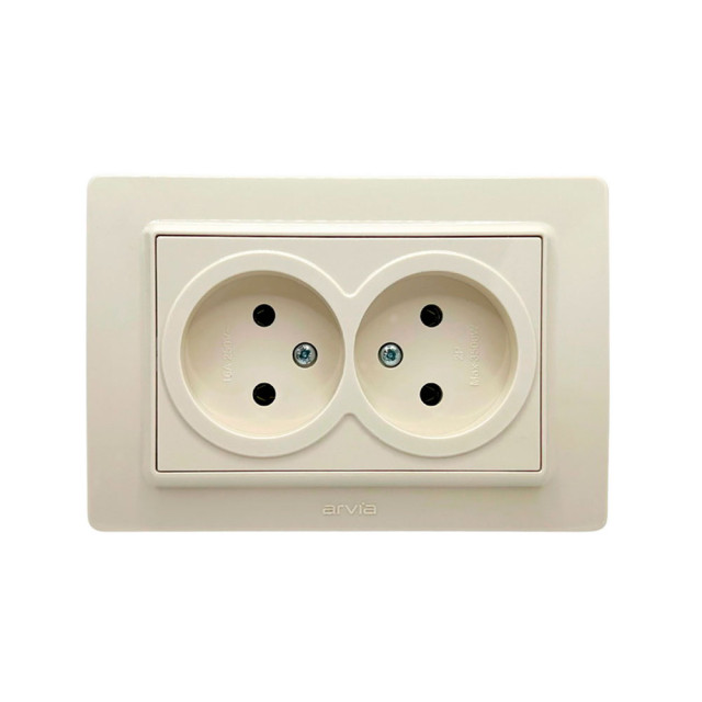 Розетка Arvia Electric Mikra 22 02 1000 908 2 места без заземления крем
