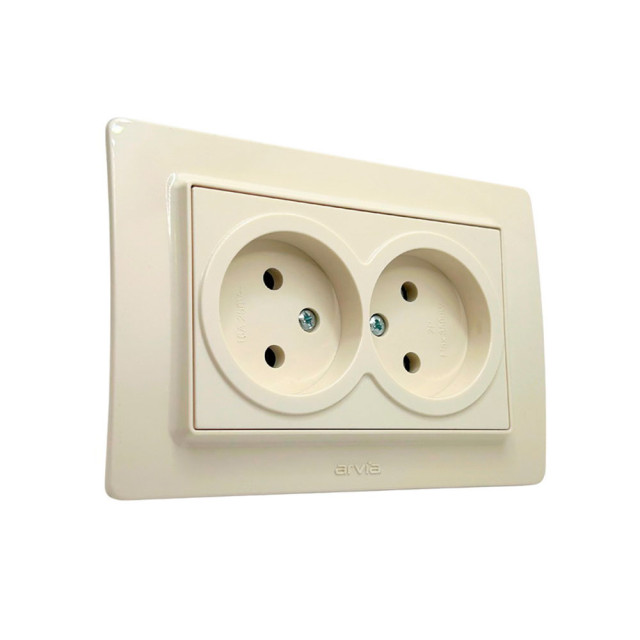 Розетка Arvia Electric Mikra 22 02 1000 908 2 места без заземления крем