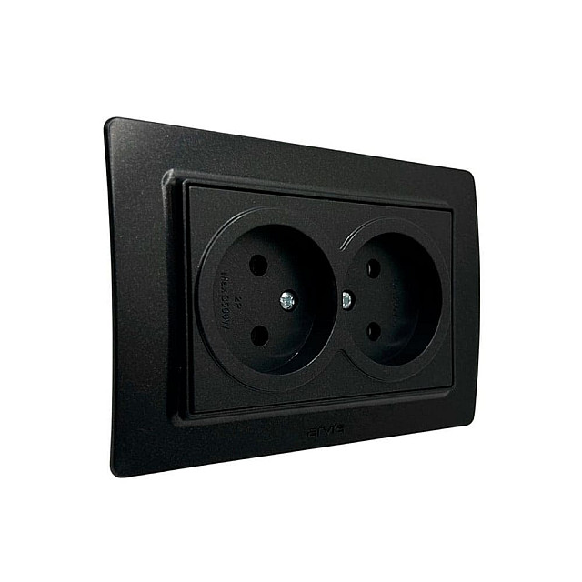 Розетка Arvia Electric Mikra 22 07 2000 908 2 места без заземления черный