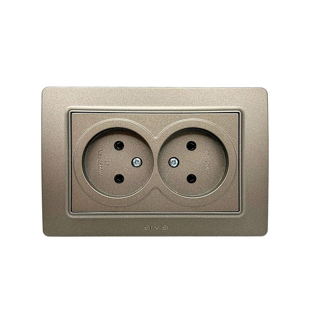Розетка Arvia Electric Mikra 22 06 2000 907 2 места с заземлением антрацит