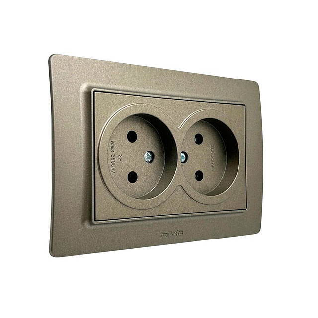 Розетка Arvia Electric Mikra 22 06 2000 907 2 места с заземлением антрацит