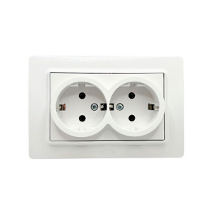 Розетка Arvia Electric Mikra 22 01 1000 907 2 места с заземлением белая