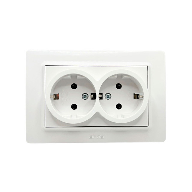 Розетка Arvia Electric Mikra 22 01 1000 907 2 места с заземлением белая