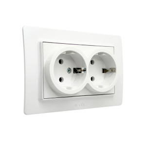 Розетка Arvia Electric Mikra 22 01 1000 907 2 места с заземлением белая