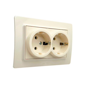 Розетка Arvia Electric Mikra 22 02 1000 907 2 места с заземлением крем