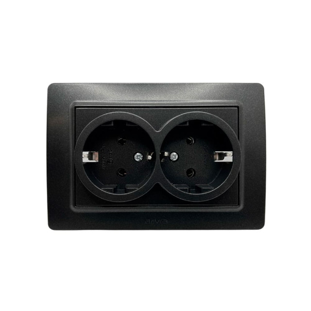 Розетка Arvia Electric Mikra 22 07 2000 907 2 места с заземлением черный
