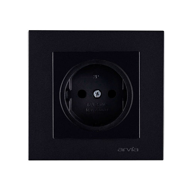 Розетка Arvia Electric 50 07 2000 215 без заземления черный механизм