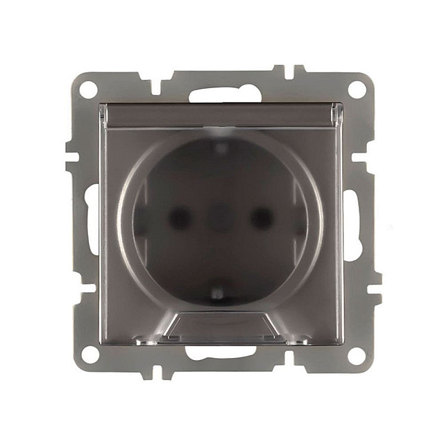 Розетка Arvia Electric 50 06 2000 218 с заземлением с крышкой антрацит механизм