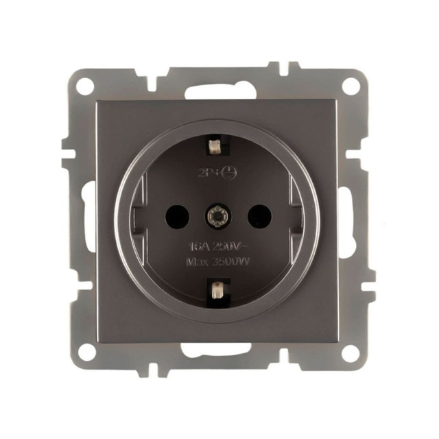 Розетка Arvia Electric 50 06 2000 217 с заземлением антрацит механизм