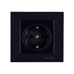 Розетка Arvia Electric 50 07 2000 217 с заземлением черный механизм
