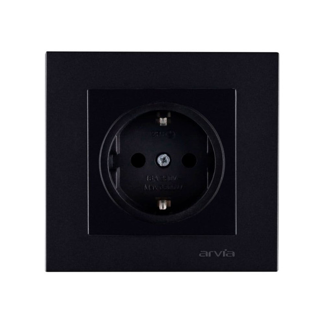 Розетка Arvia Electric 50 07 2000 217 с заземлением черный механизм