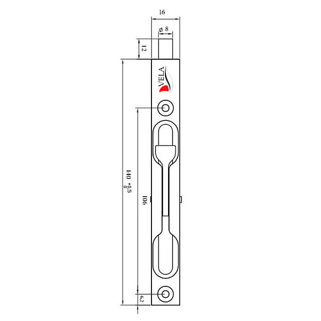 Шпингалет Vela FB-01-140-NIS 00007503 матовый никель