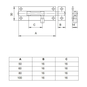 Шпингалет Apecs DB-05-80-W