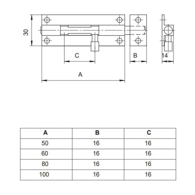 Шпингалет Apecs DB-05-80-W