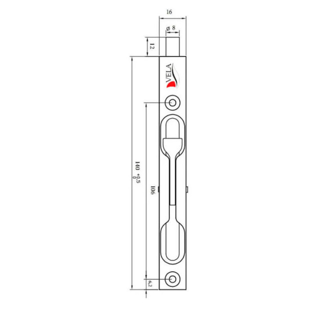 Шпингалет Vela FB-01-140-BL черный