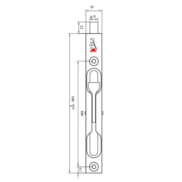Шпингалет Vela FB-01-140-NIS 00007503 матовый никель