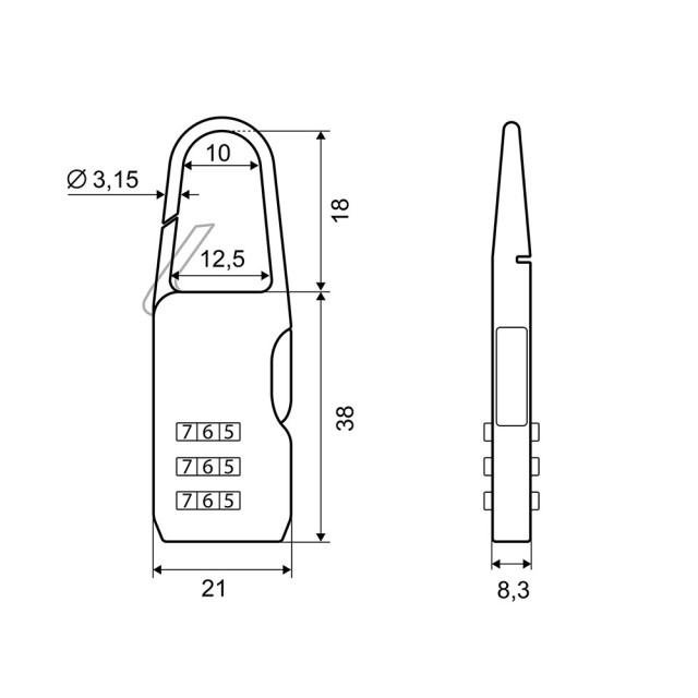 Замок навесной Palladium 204V-20 кодовый