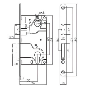 Замок врезной Vela 285-AB 00026436 бронза