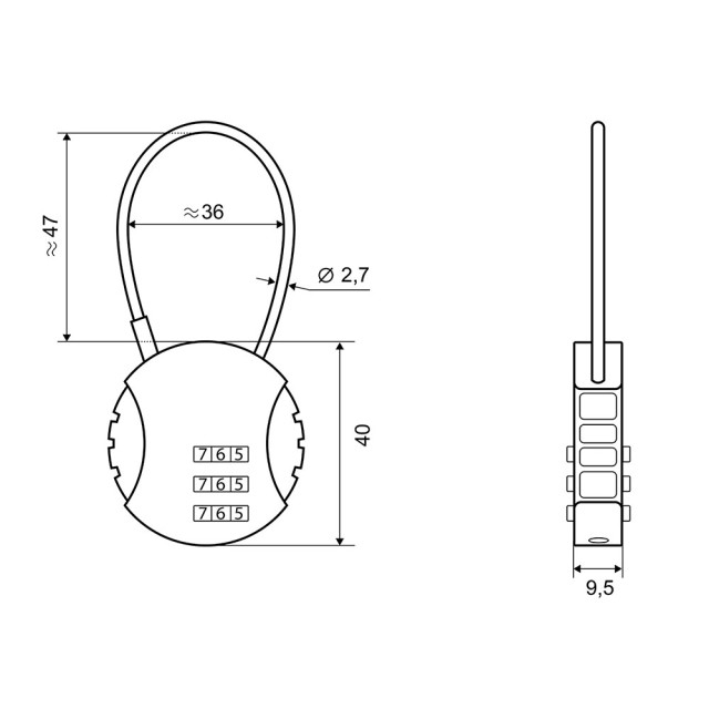 Замок навесной Palladium 208V-35 кодовый