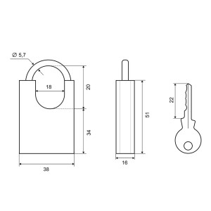 Замок навесной Palladium 507F-40