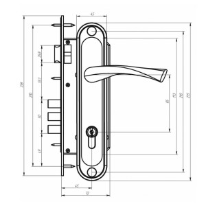 Замок врезной Зенит ЗВ4-85.3-02 БП-00009800 хром
