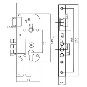 Замок врезной Arni М1523 SN