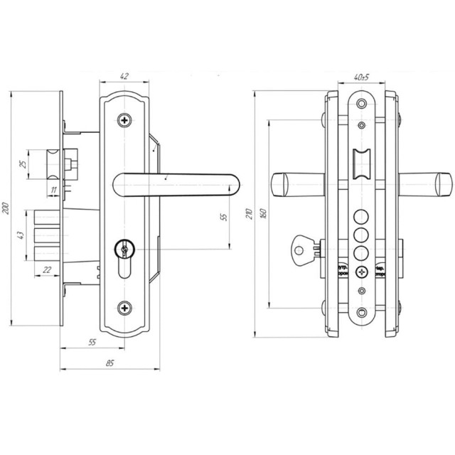Замок врезной Avers 3В4-1-8 бронза