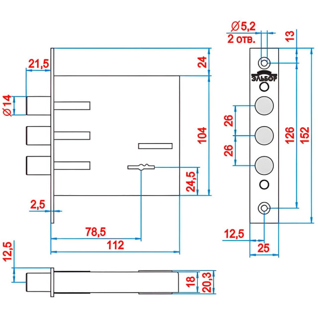 Замок врезной Эльбор Кремень 1.04.02 никель