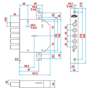 Замок врезной Эльбор Гранит 1.06.02 никель