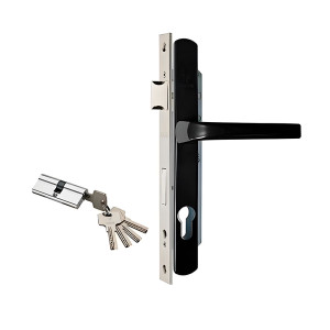 Замок калиточный Arni с ручкой на планке черный