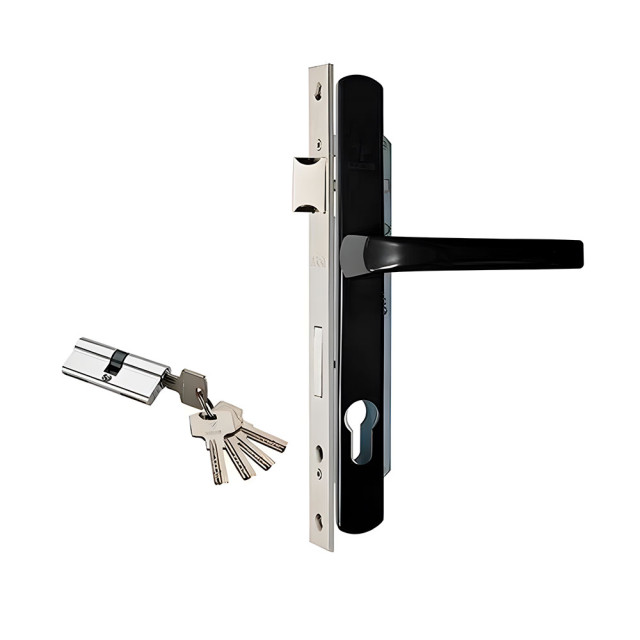 Замок калиточный Arni с ручкой на планке черный