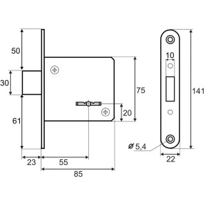 Замок врезной Vettore ЗВ 8-4 под сувальдный ключ хром