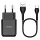 Зарядное устройство сетевое Hoco N2 USB с кабелем Type-C черный