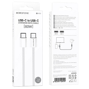 Кабель Borofone BX103 O9492 Type-C-Type-C 60W белый 1 м