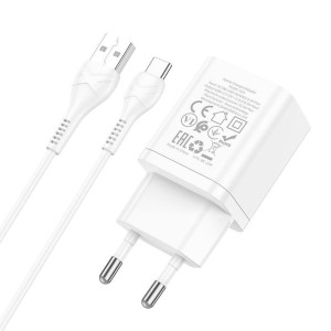 Зарядное устройство сетевое Hoco N25 двойной порт Type-C белый