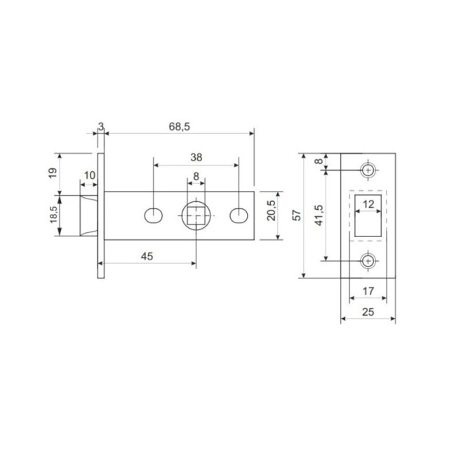 Защелка Vela 5400-P-AB 00005805 бронза