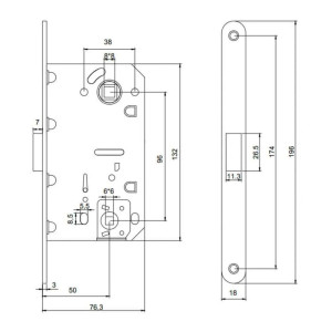 Защелка врезная Vela V1895-АВ 00070774 магнитная бронза