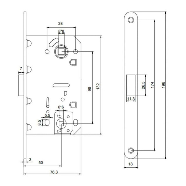 Защелка врезная Vela V1895-АВ 00070774 магнитная бронза