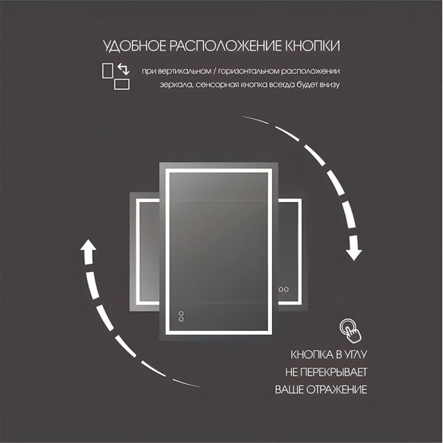 Зеркало Алмаз-Люкс Travel Dublin 8070s-6 с фоново-фронтальной подсветкой и сенсорной кнопкой 80*70 см